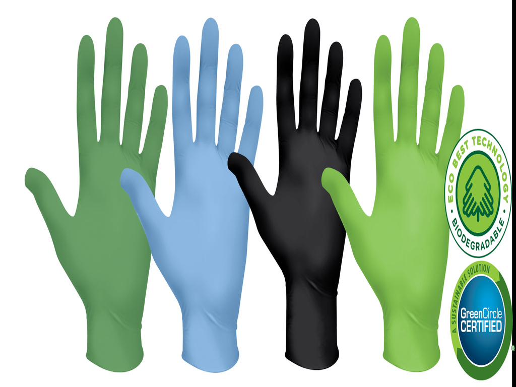 Blue, Green, Hi Viz, Black Nitrile Glove Hand Protection From SHOWA
